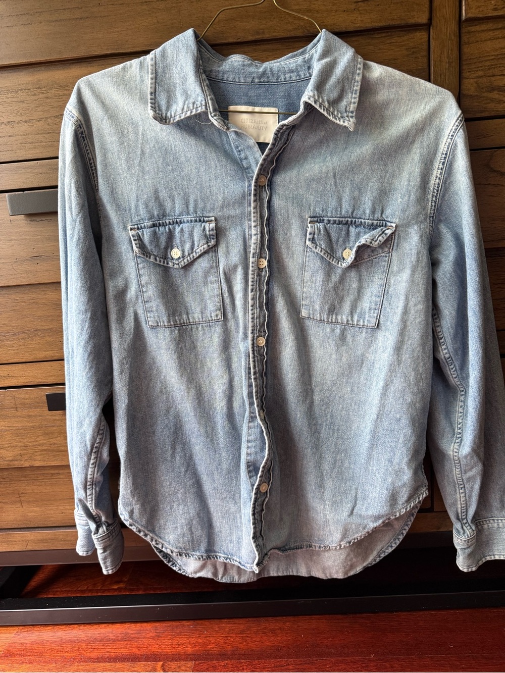 Citizens of Humanity Chambray Button Down Shirt Medium Light Wash Denim Top